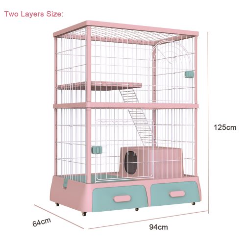 Misam 3-Tier Cat Cage For Family Cats Litter Box Inside