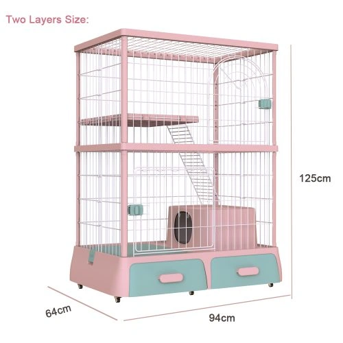 Misam 3-Tier Cat Cage For Family Cats Litter Box Inside