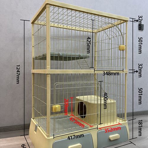 Misam 3-Tier Cat Cage For Family Cats Litter Box Inside