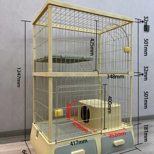 Misam 3-Tier Cat Cage For Family Cats Litter Box Inside