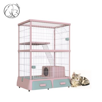 Misam 3-Tier Cat Cage For Family Cats Litter Box Inside