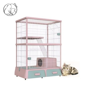 Misam 3-Tier Cat Cage For Family Cats Litter Box Inside