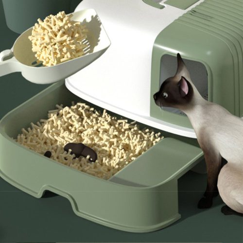 Misam Anti-Splashing Cat Litter Box With Handy Litter Scoop