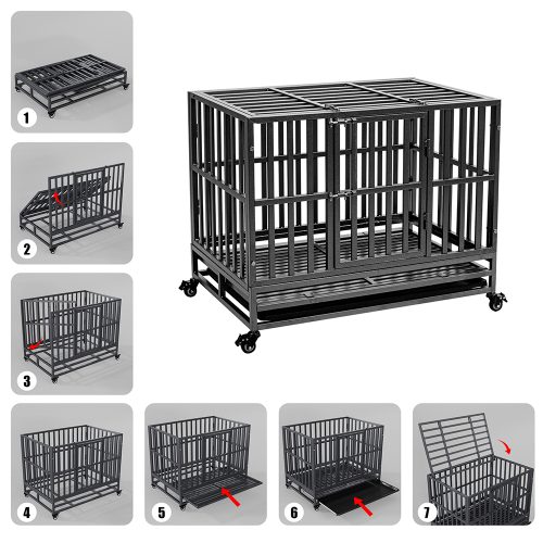 Misam Heavy Duty Metal Dog Cage Kennel