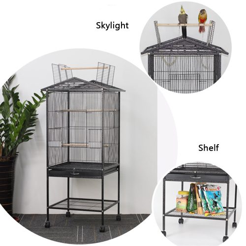Misam Metal Bird Cage Feeder Stand  Perch