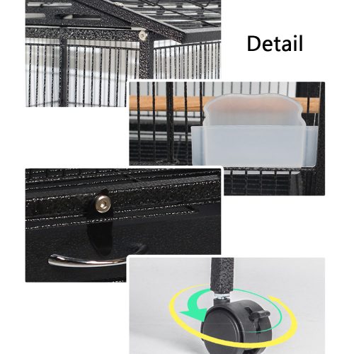 Misam Metal Bird Cage Feeder Stand  Perch