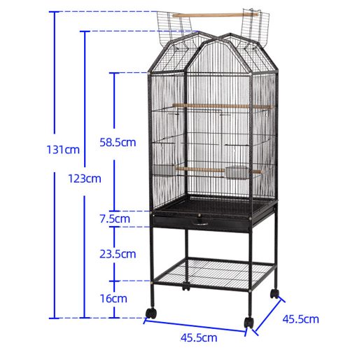 Misam Metal Bird Cage Feeder Stand  Perch