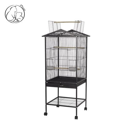 Misam Metal Bird Cage Feeder Stand  Perch