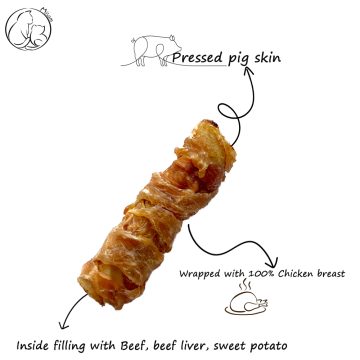 Misam Dog Treats -Chicken Breast Wrapped Pig Skin