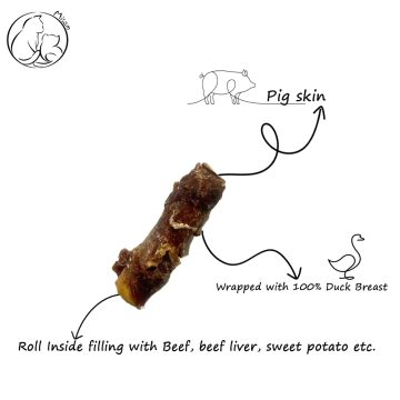 Misam Dog Treats -Duck Breast Wrapped Pig Skin